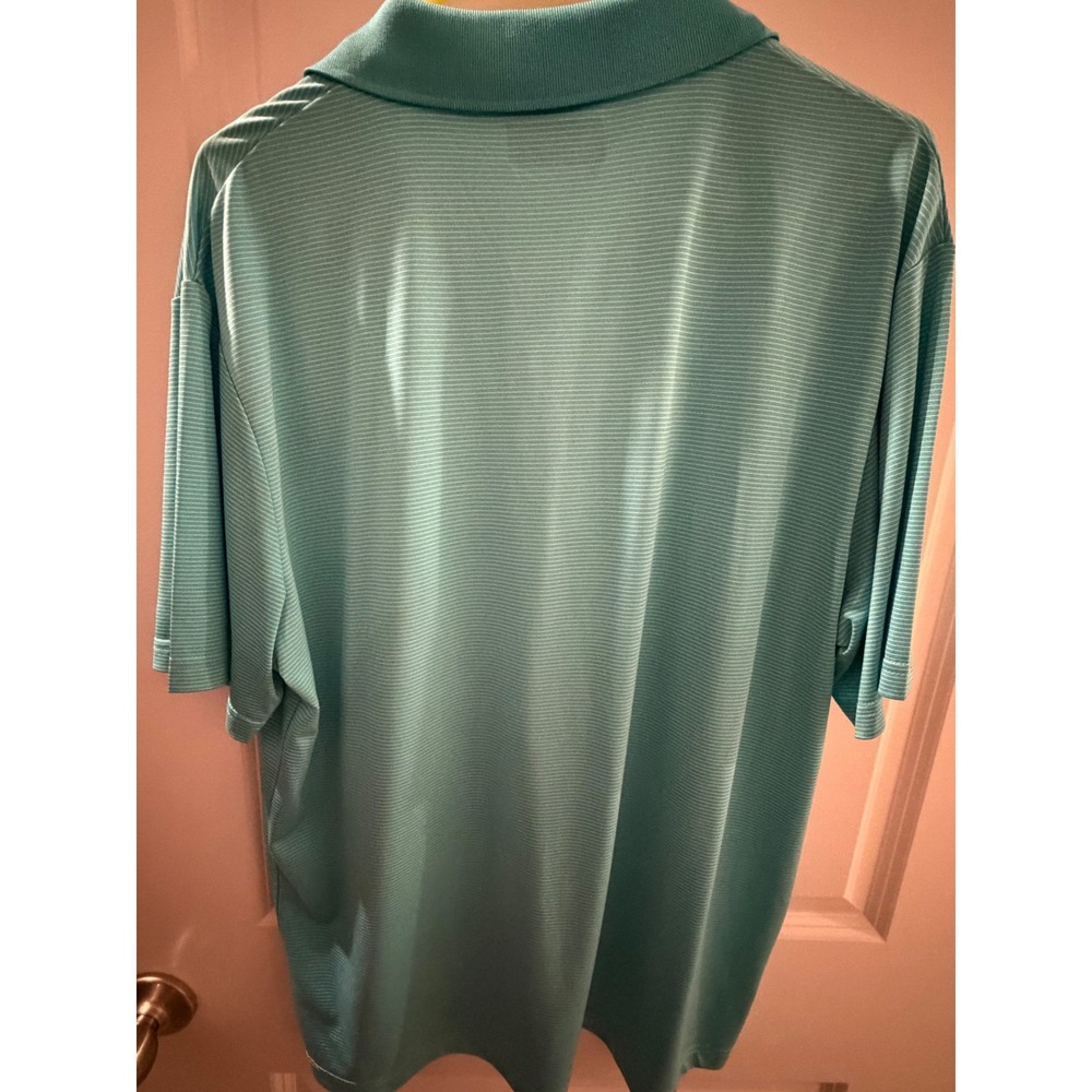Grand Slam Performance Mens Large Teal Blue Micro Stripe Short Sleeve Golf Polo - Picture 4 of 6